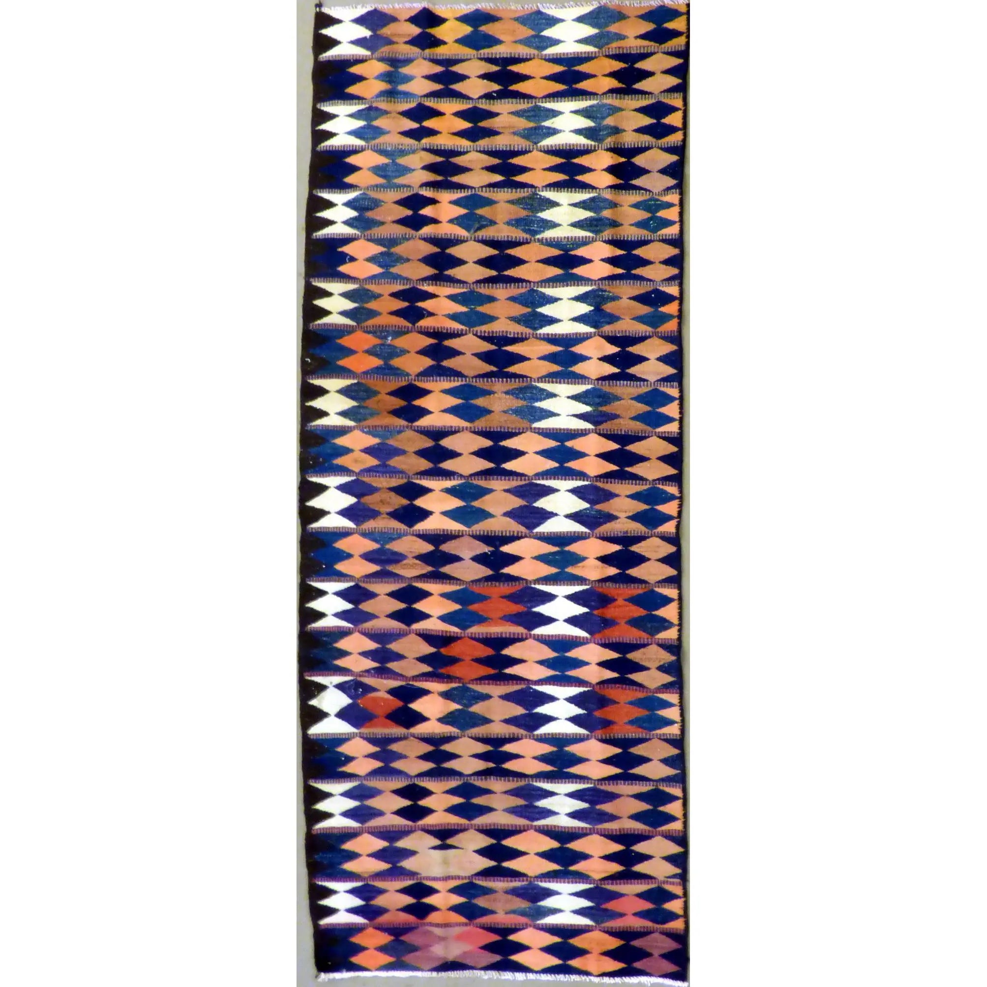 One Of The Kind Authentic Hand-Knotted Sanandaj Vintage Kilim 9'5" X 3'10"